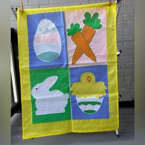 Vintage Jetmax Yellow Easter Spring Garden Flag Nylon 39"x 27"